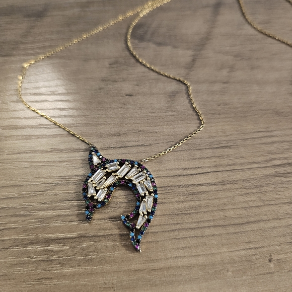 Silver and Blue Dolphin Pendant Necklace - Picture 8 of 10
